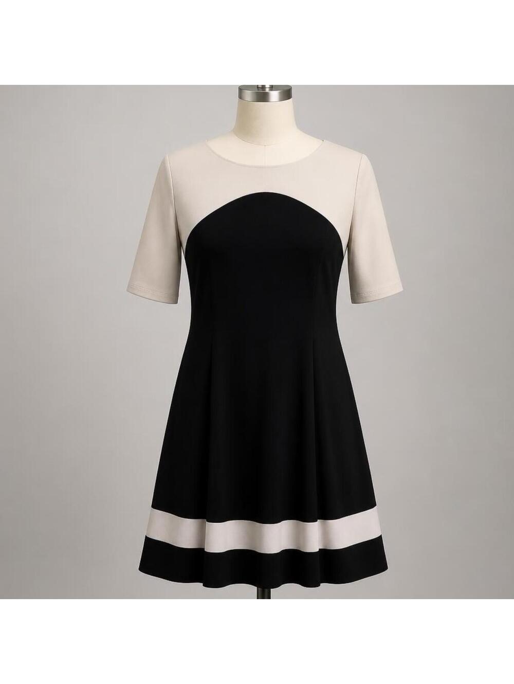 American Living Black and Cream Colorblock Dress Size 12